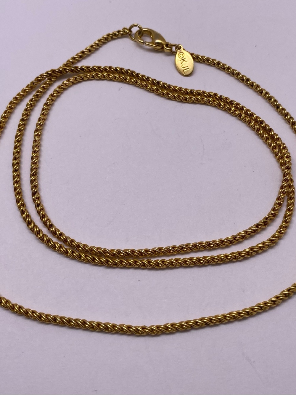 Signed KJL Gold Rope Chain Necklace 30” length